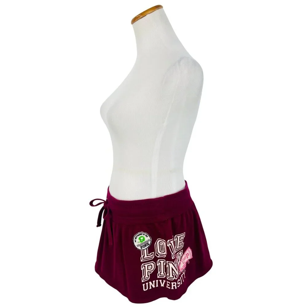 RARE Vintage Y2K Victoria's Secret PINK Burgundy Logo Mini Skirt - Picture 7 of 16